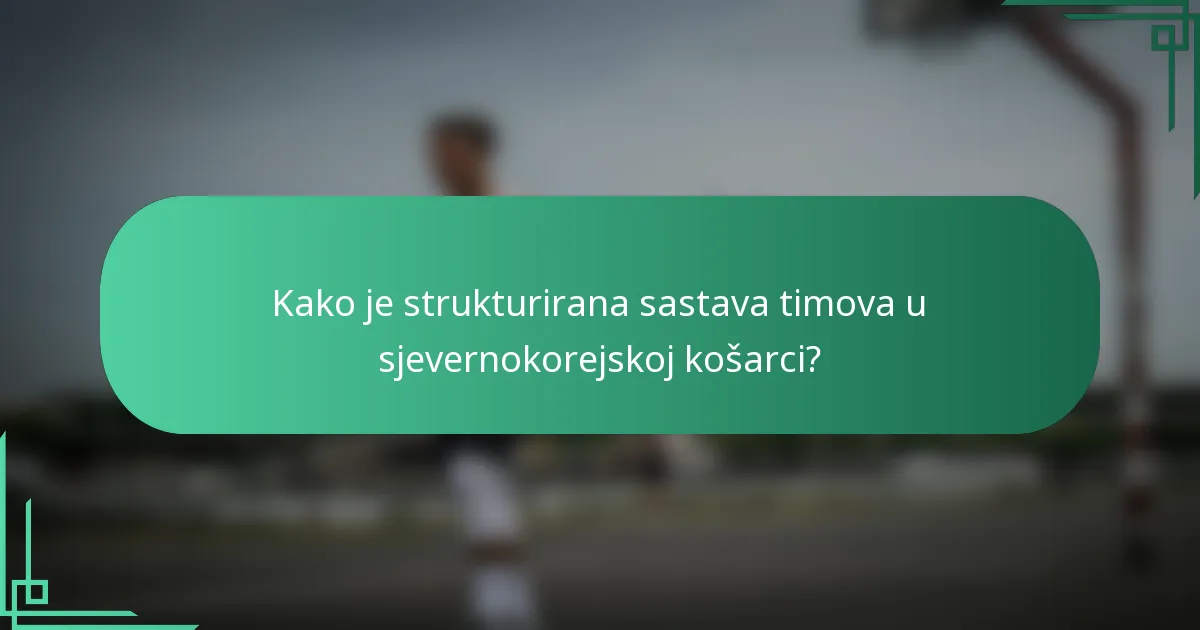 Kako je strukturirana sastava timova u sjevernokorejskoj košarci?
